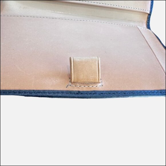 COACH Black Signature Jacquard with Natural Leather Checkbook Cover - Picture 5 of 7